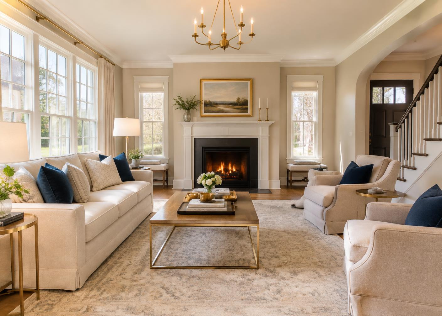 Bright, elegant living room in a New Jersey home